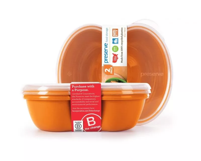 Preserve Snackdoos (2 stuks) - oranje - gemaakt van 100% gerecycleerd plastic