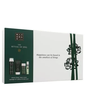 Rituals The Ritual of Jing geschenkset douchegel 50 ml + lichaamscrème 70 ml + massageolie 50 ml + body- en kussenmist