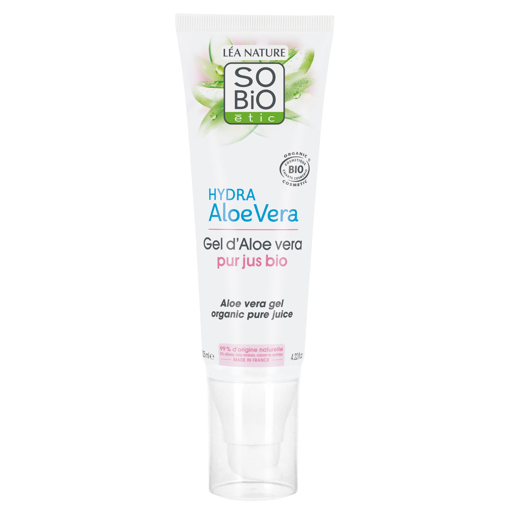 SO’BiO étic Aloë vera-gel - hypoallergeen, biologisch (125 ml) - intensieve hydratatie en kalmering van de huid