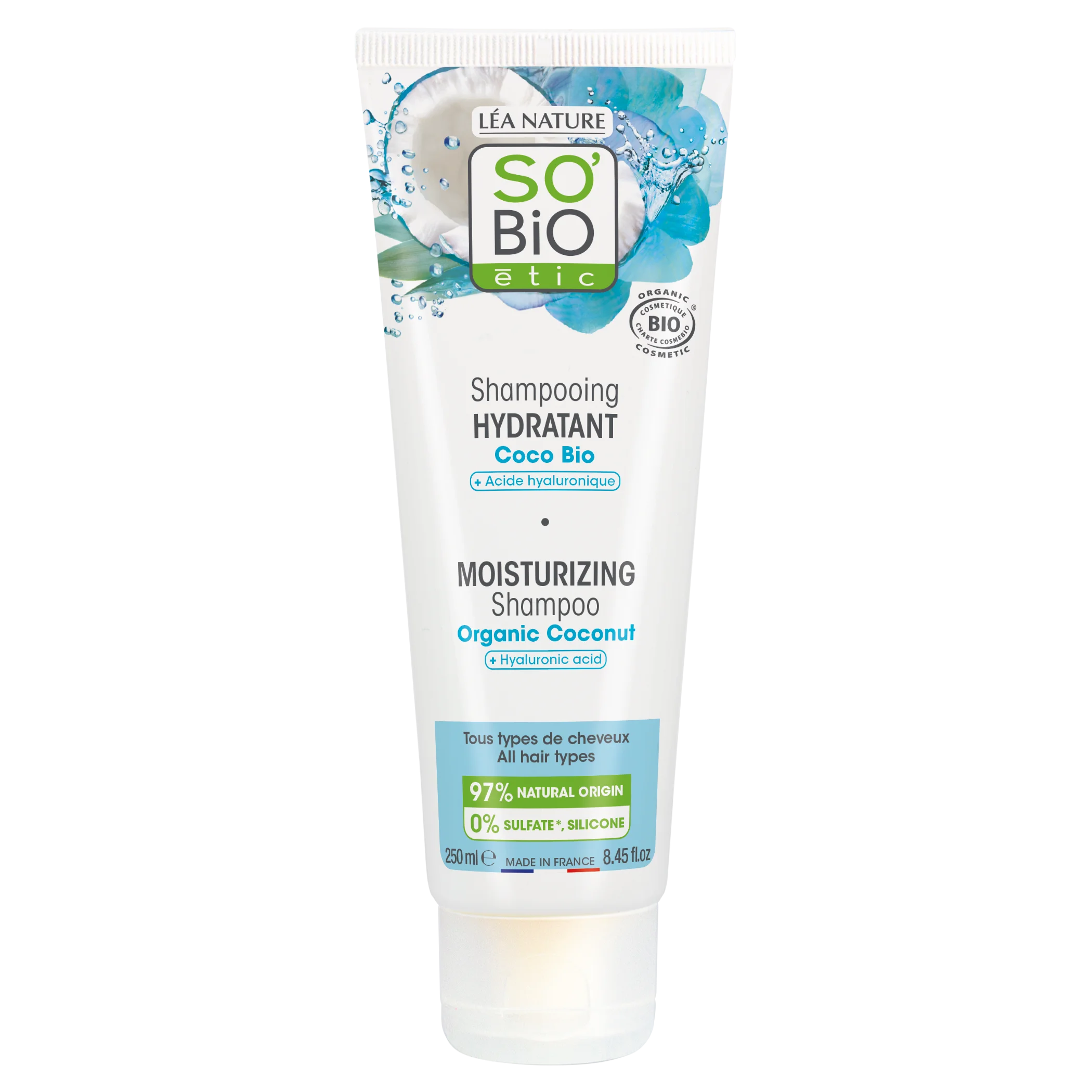 SO’BiO étic Hydraterende shampoo met kokos en hyaluronzuur BIO (250 ml) - voor alle haartypes