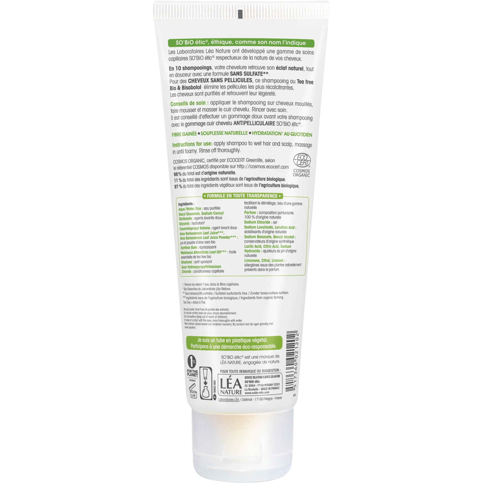 SO’BiO étic Anti-roos shampoo met tea tree en bisabolol BIO (250 ml) - met aloëverasap