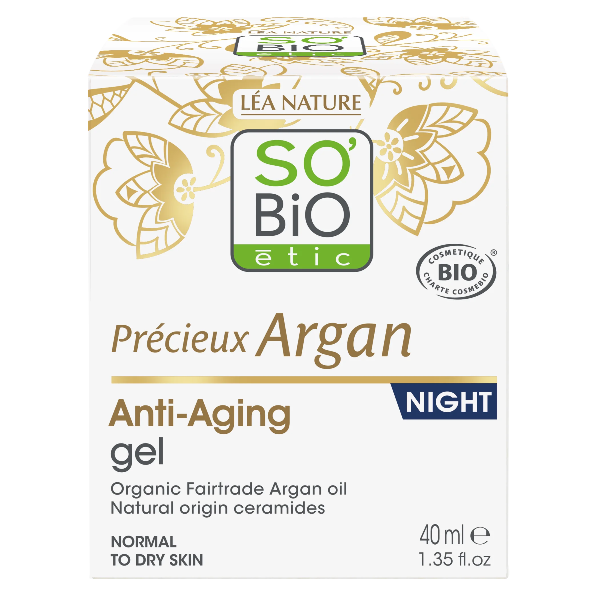 SO’BiO étic Anti-age Precieux Argan Nachtgel BIO (50 ml) - regenereert en maakt de huid glad