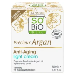 SO’BiO étic Anti-age Precieux Argan BIO lichte dagcrème voor normale tot gemengde huid (50 ml) - hydrateert en verstevigt de huid
