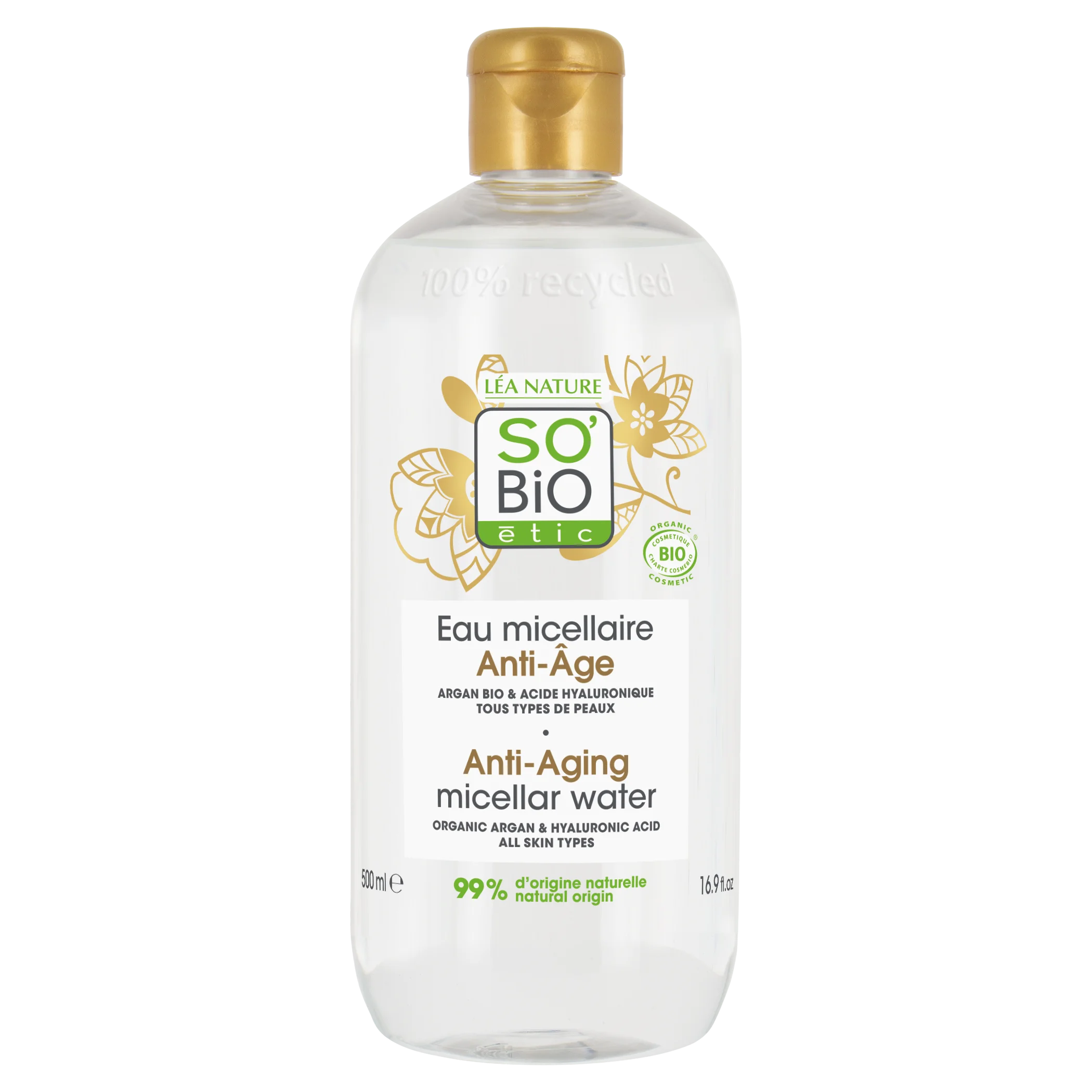 SO’BiO étic Anti-Age Precieux Argan Micellair anti-agewater met hyaluron BIO (500 ml) - met hyaluronzuur