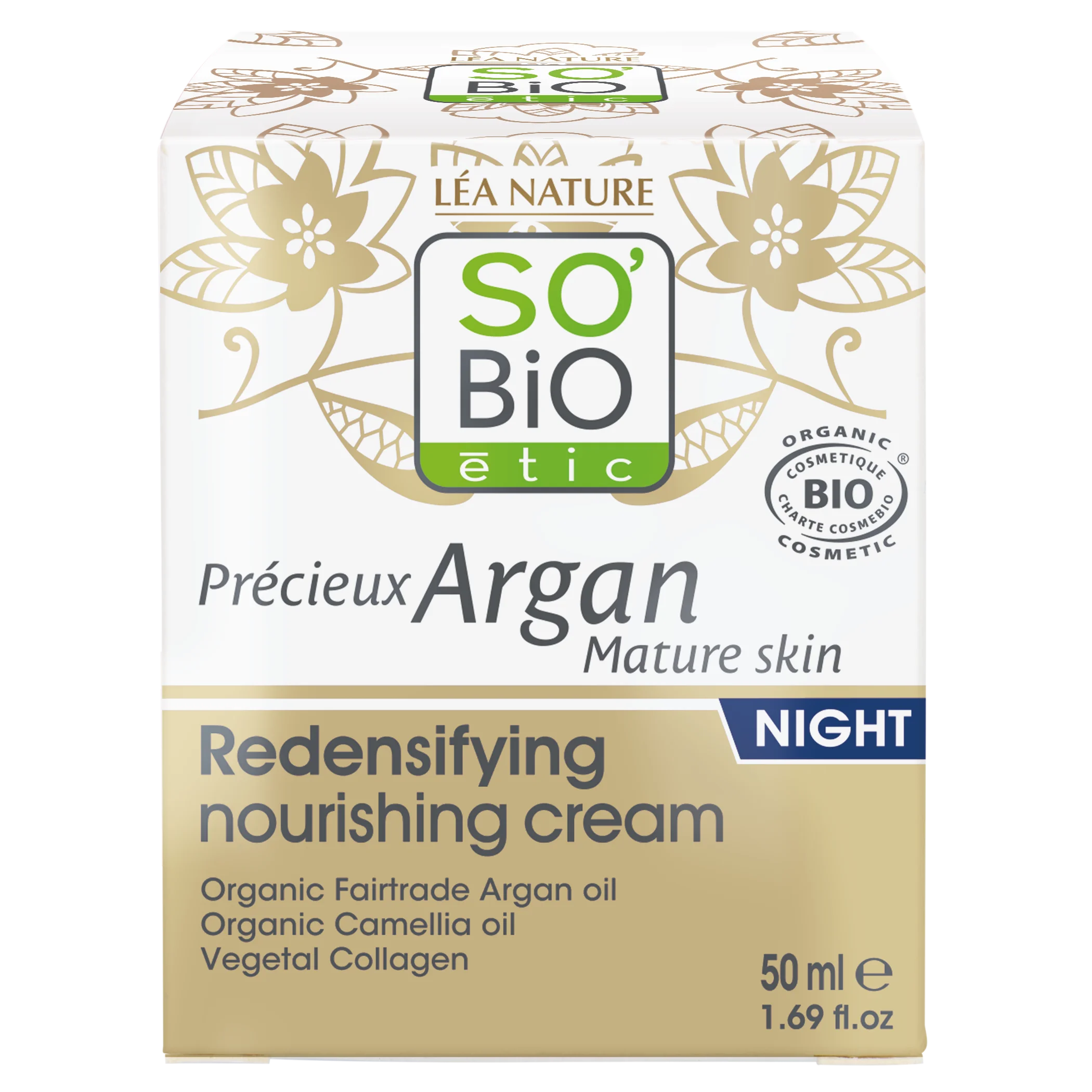 SO’BiO étic Anti-age Precieux voedende en verstevigende nachtcrème GOLD BIO (50 ml) - ideaal voor de rijpe huid