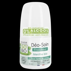 SO’BiO étic Roll-on deodorant 24u verfrissend met biologische munt (50 ml) - effectief tot 24 uur