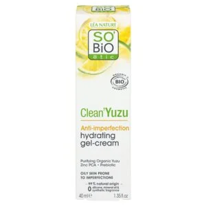 SO’BiO étic Hydraterende gel-crème voor het gezicht - Clean Yuzu BIO (40 ml) - ideaal voor de vette huid