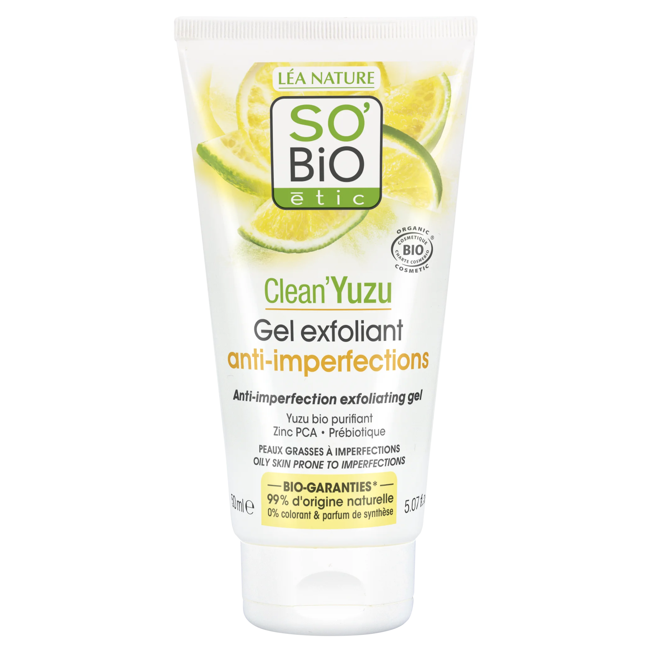 SO’BiO étic Exfoliërende gezichtsgel - Clean Yuzu BIO (150 ml) - ideaal voor de vette huid