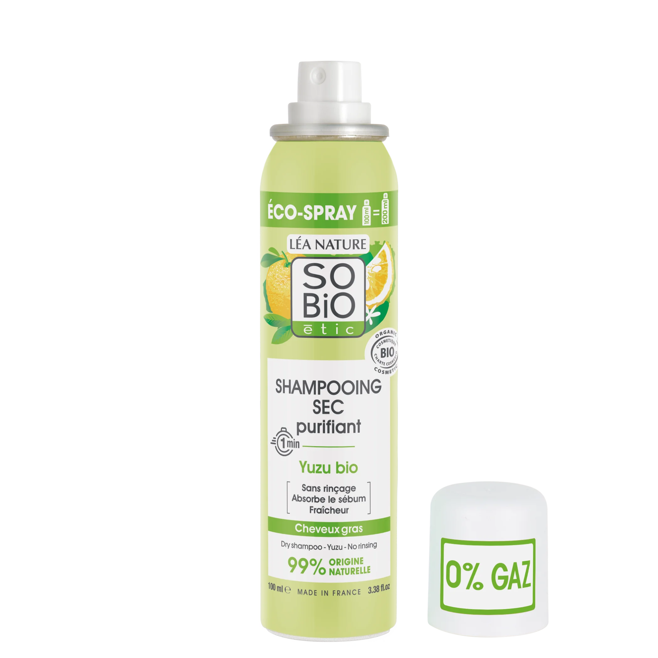 SO’BiO étic Reinigende droogshampoo in spray met BIO-yuzu (100 ml) - laat het haar fris en glad achter