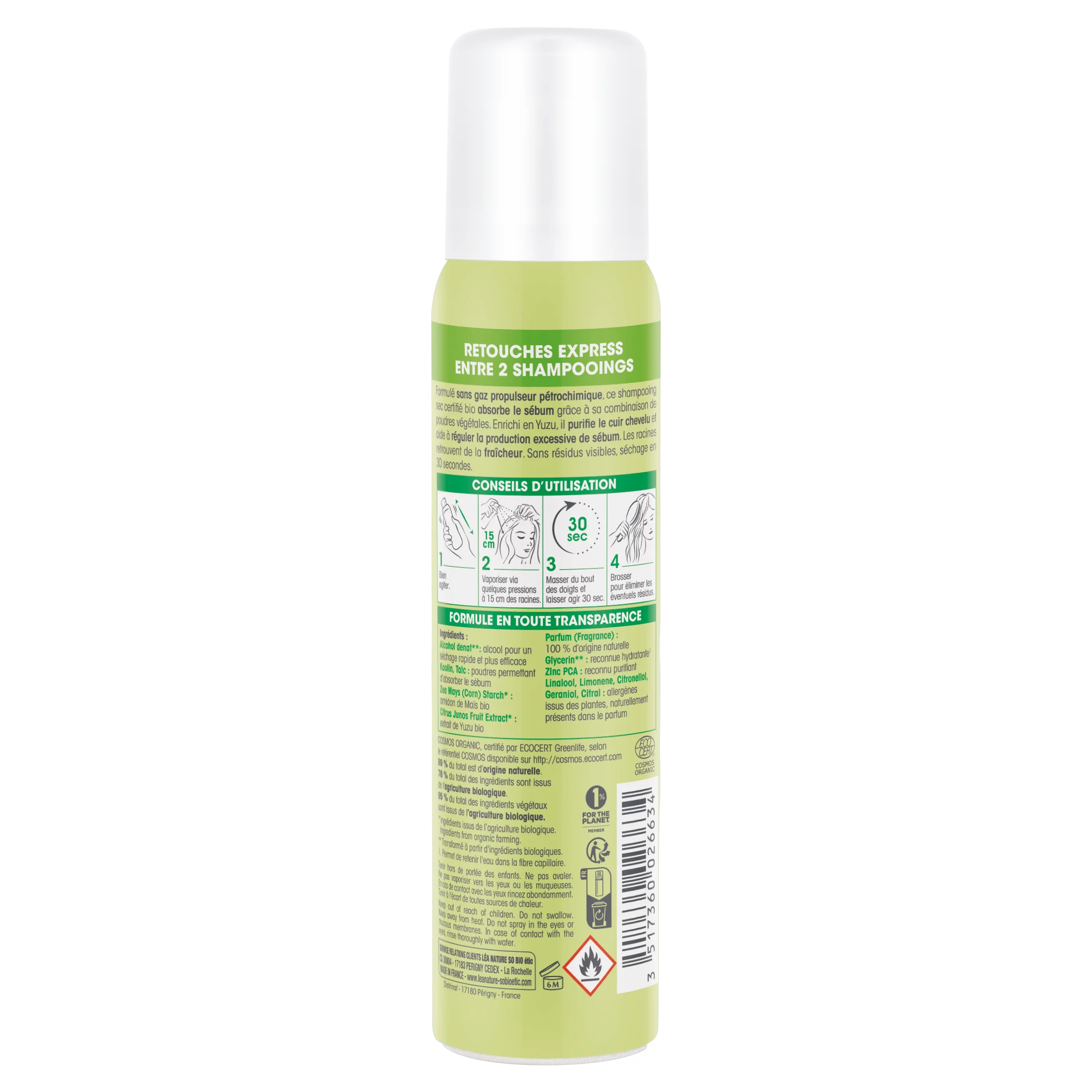 SO’BiO étic Reinigende droogshampoo in spray met BIO-yuzu (100 ml) - laat het haar fris en glad achter