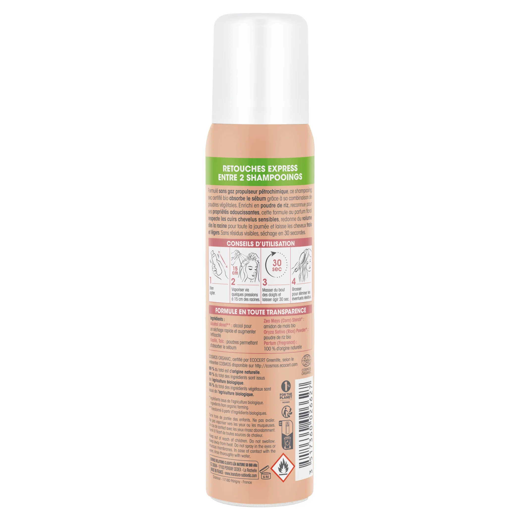 SO’BiO étic Milde droge shampoo in spray voor de gevoelige hoofdhuid BIO (100 ml) - volume en schoon haar zonder wassen