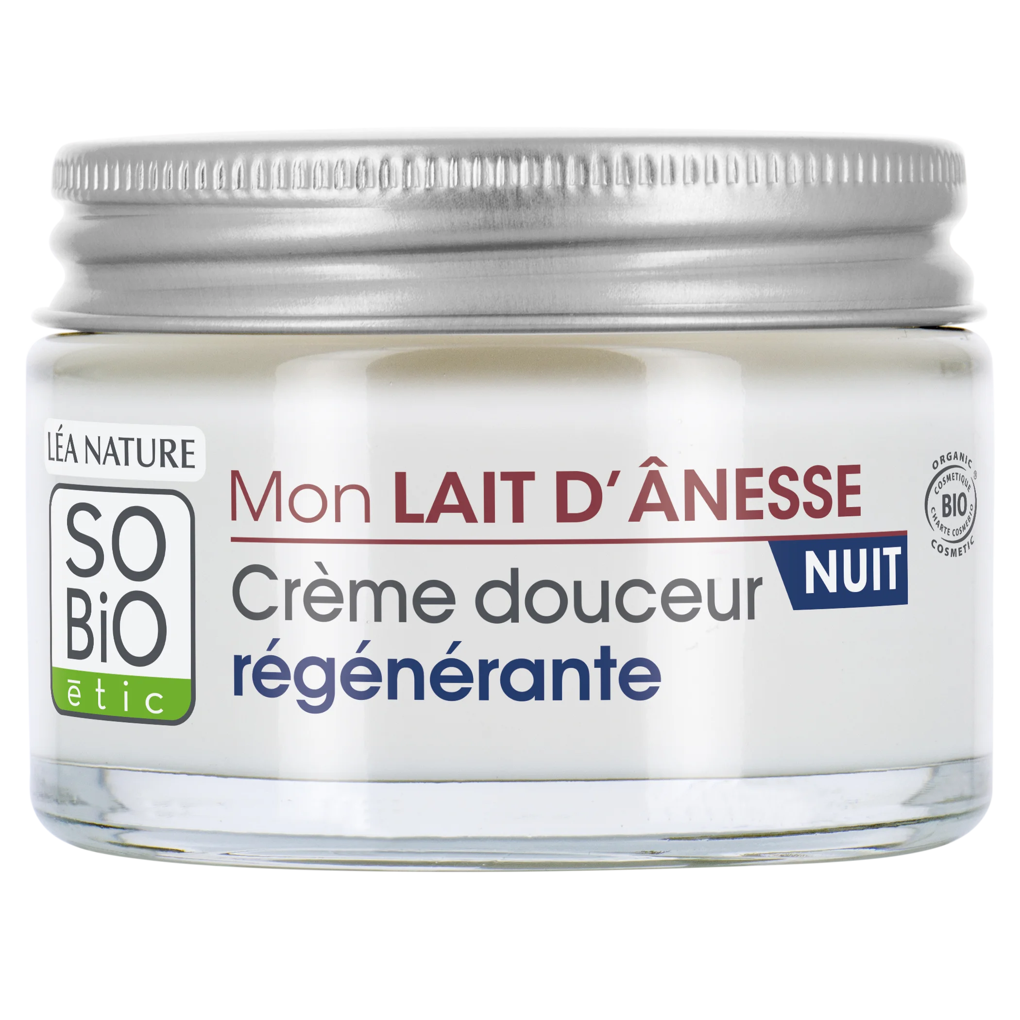 SO’BiO étic Nachtelijke regenererende crème met biologische ezelinnenmelk (50 ml) - opgeklopte textuur
