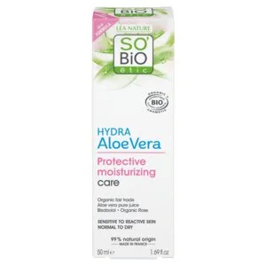 SO’BiO étic Beschermende crème voor de gevoelige huid met Aloe vera 5-in-1 BIO (50 ml) - hydrateert en kalmeert de huid