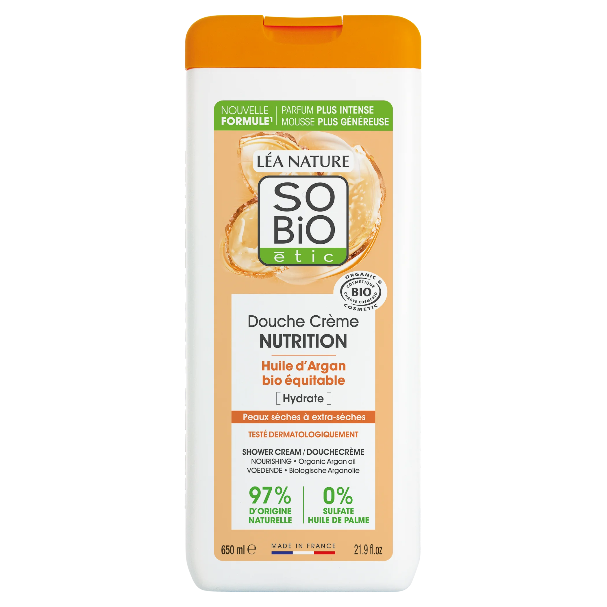 SO’BiO étic Douchecrème NUTRITION met biologische arganolie (650 ml) - ideaal voor de droge huid