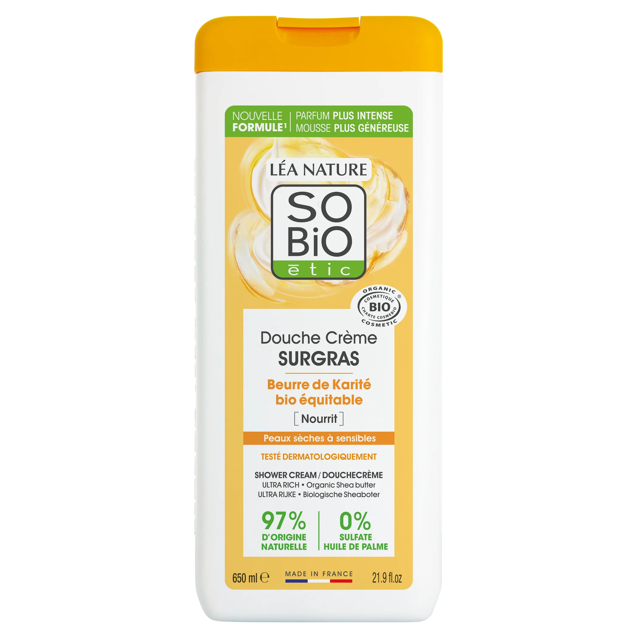 SO’BiO étic SURGRAS douchecrème met BIO-sheaboter (650 ml) - ideaal voor de droge en gevoelige huid