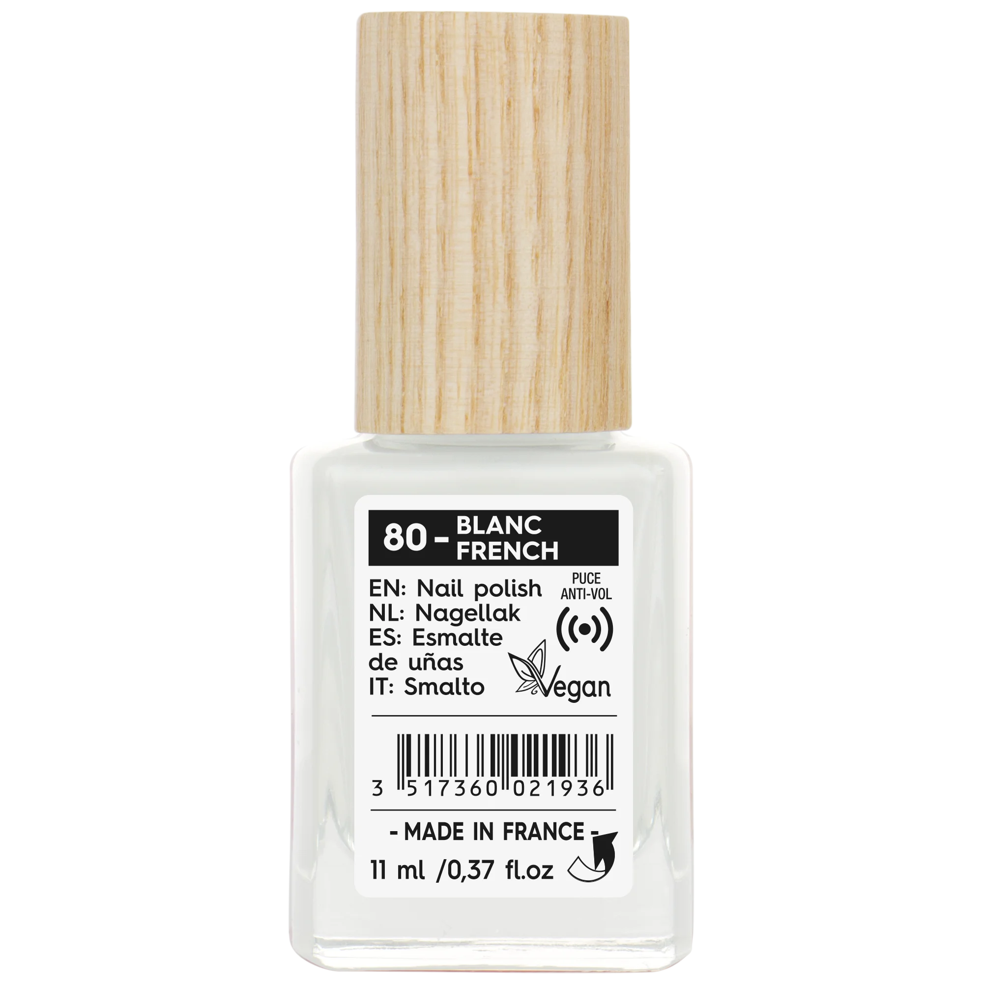 SO’BiO étic Nagellak - 80 Frans wit (11 ml) - met stralende en intense kleur