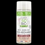 SO’BiO étic Navulling voor 24-uurs hydraterende roll-on deodorant met biologische ezelinnenmelk (150 ml) - één navulling vervangt drie roll-ons