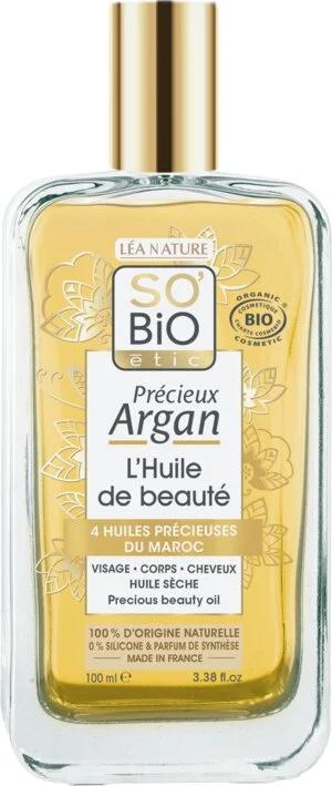 SO’BiO étic Précieux Argan Verzorgende olie voor lichaam, gezicht en haar BIO (100 ml) - elixer van jeugd en schoonheid