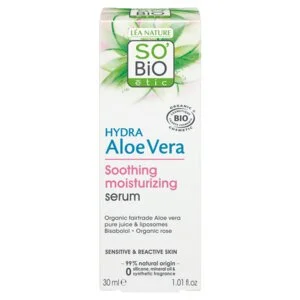 SO’BiO étic Gezichtsserum met Aloe vera - kalmering en hydratatie voor de gevoelige huid BIO (30 ml) - hydrateert, kalmeert en verheldert