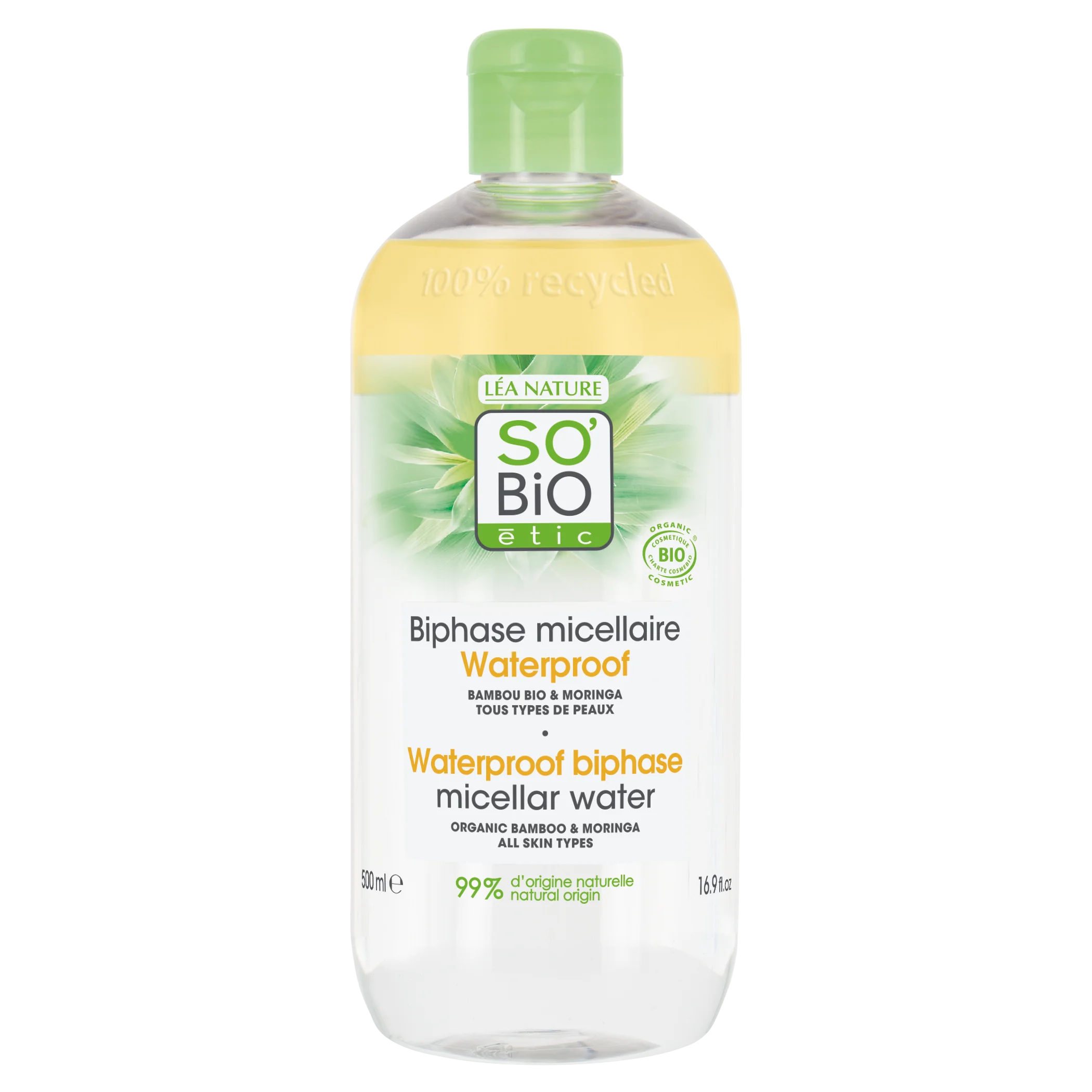 SO’BiO étic Micellair tweefasenwater - Pur BAMBOO BIO (500 ml) - met biologische bamboe en moringa
