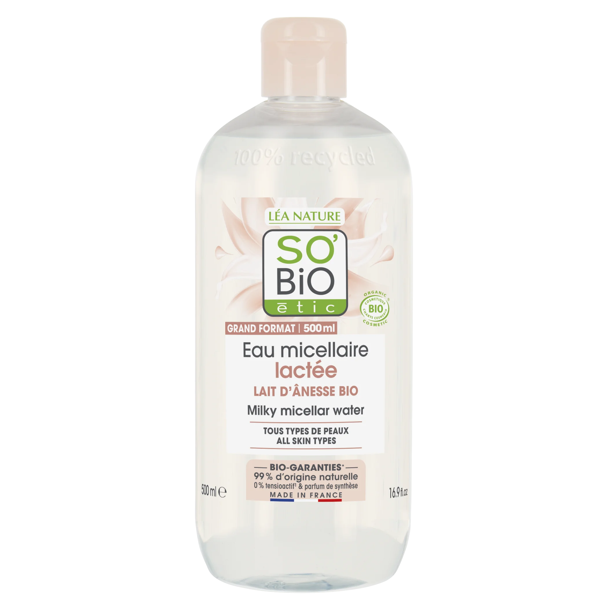 SO’BiO étic Micellair water met biologische ezelinnenmelk (500 ml) - ook geschikt voor de gevoelige huid