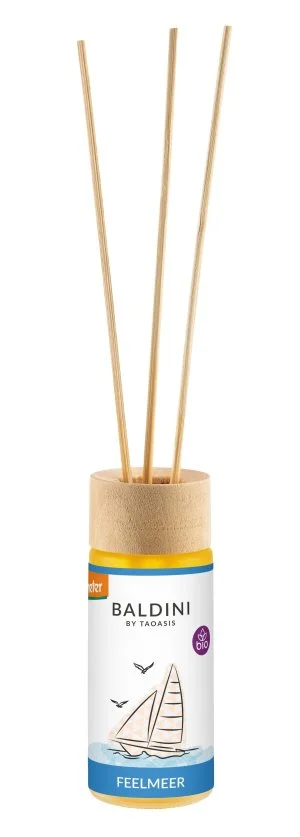 Taoasis Baldini Aromadiffuser met stokjes FeelSea BIO (50 ml) - verfrissend, stimulerend, harmoniserend