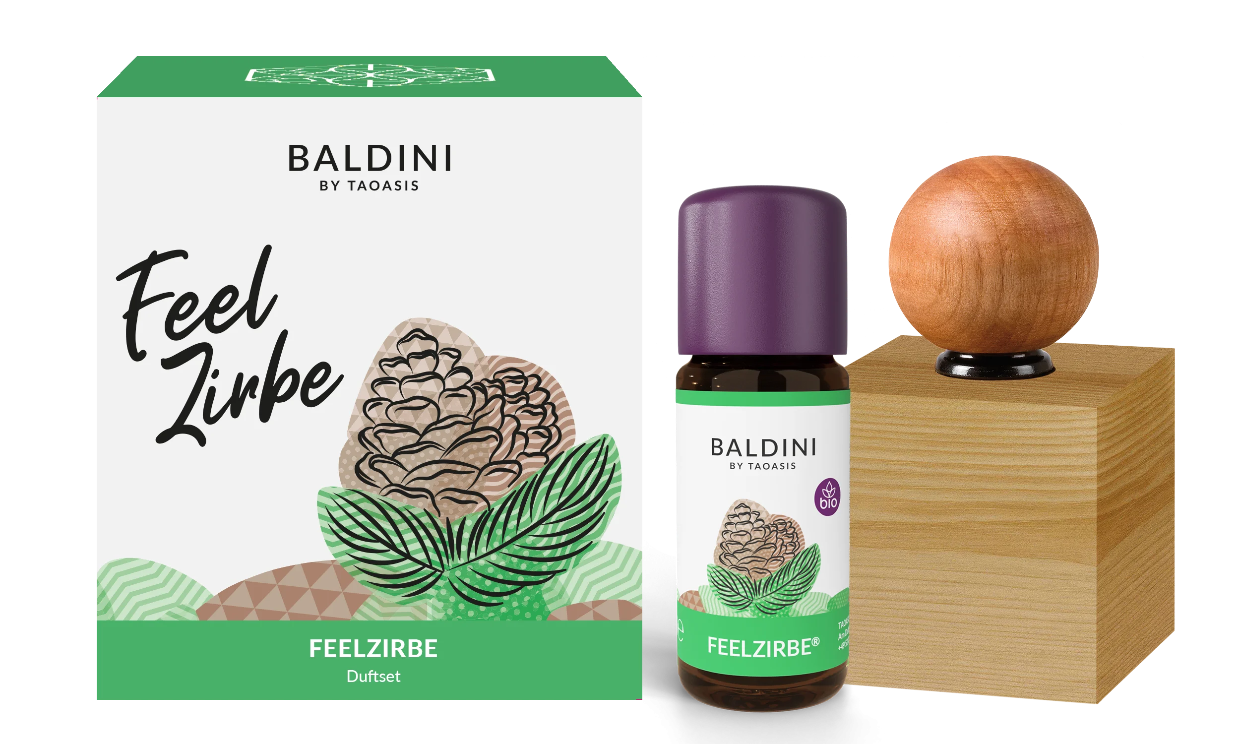 Taoasis Baldini Aromaset FeelPine BIO (10 ml) - houten decoratie als diffuser