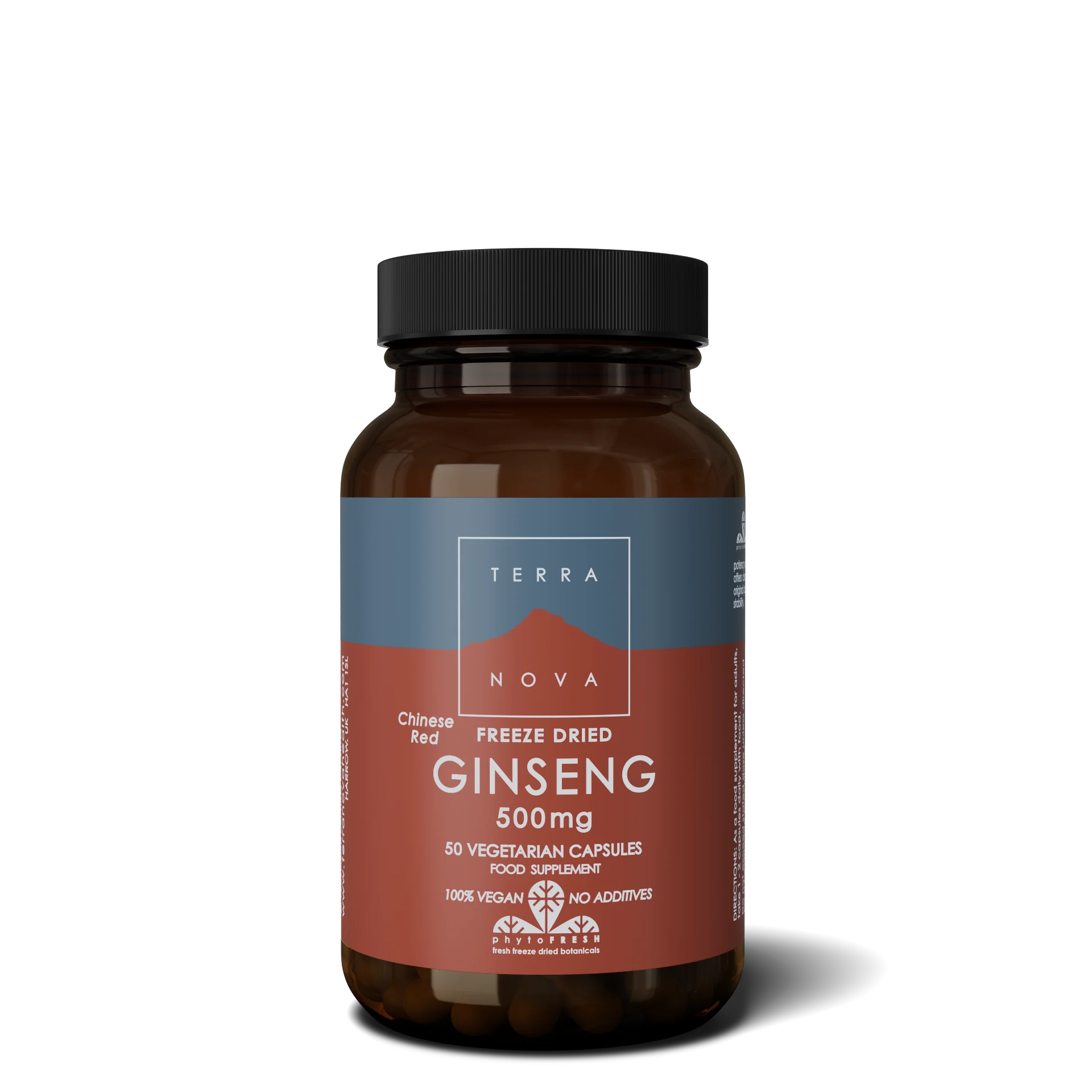 Terranova Health Vriesgedroogde rode Chinese ginseng BIO (50 capsules) - ondersteunt het immuunsysteem