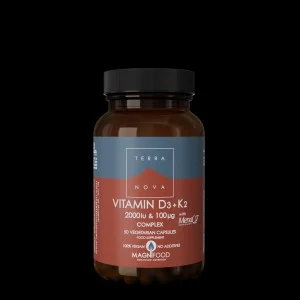 Terranova Health Vitamine D3 2000 IE & Vitamine K2 100 µg Complex (50 capsules) - D3 uit korstmos en K2 uit kikkererwten