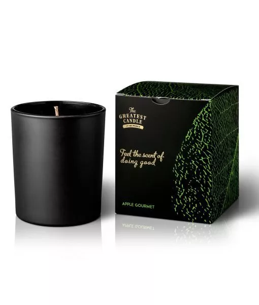 The Greatest Candle in the World Geurkaars in zwart glas (170 g) - appel