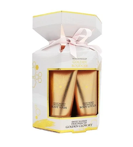 Golden Boudoir cadeauset douchegel + bodylotion 50 ml + douchespons
