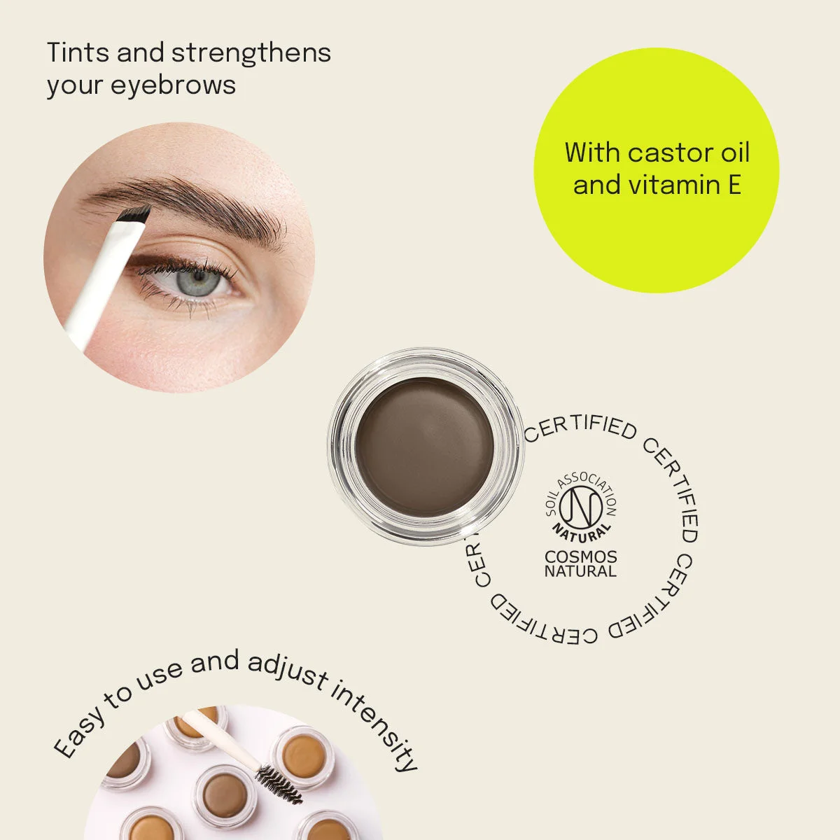 Uoga Uoga Crèmige wenkbrauwpomade (2,5 ml) 792 Forest Path - Dark Brown - 3 tinten voor optisch vollere wenkbrauwen