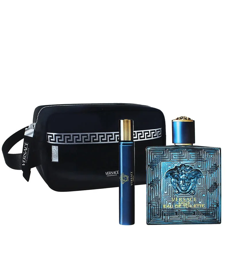 Eros geschenkset + eau de toilette 10 ml + toilettas eau de toilette voor mannen