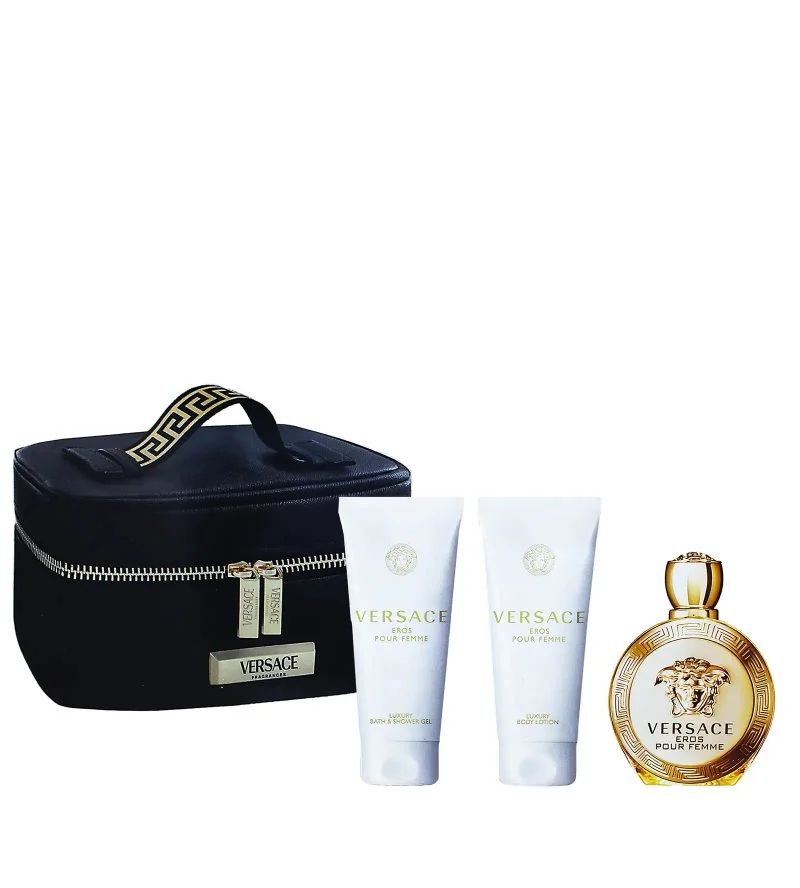 Eros Pour Femme geschenkset + bodylotion 100 ml + douchegel 100 ml + toilettas eau de parfum voor vrouwen