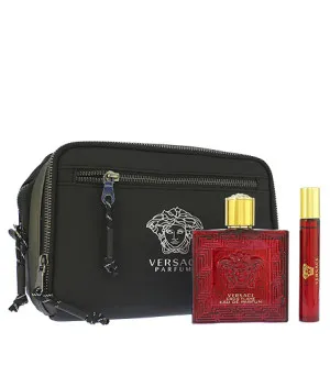 Versace Eros Flame geschenkset voor mannen eau de parfum 100 ml + eau de parfum 10 ml + toilettas