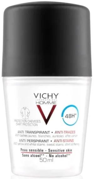 Vichy Homme 48 uur antitranspirant tegen witte en gele vlekken voor mannen