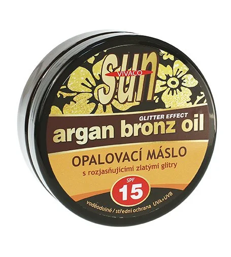 SUN Argan Bronz Oil zonnebrandboter met verhelderende gouden glitters SPF 15 200 ml