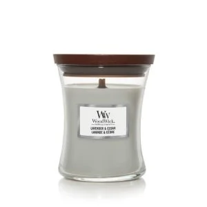 WoodWick Lavendel & Cederhout geurkaars met houten lont 275 g