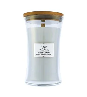 WoodWick Sagewood & Seagrass geurkaars met houten lont 609 g