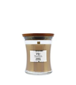 WoodWick Glas klein/Cashmere geurkaars met houten lont 85 g
