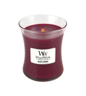 WoodWick Black Cherry geurkaars met houten lont voor vrouwen