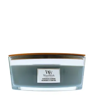 WoodWick Evergreen Cashmere geurkaars met houten lont 453,6 g