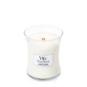 WoodWick Island Coconut geurkaars met houten lont voor vrouwen