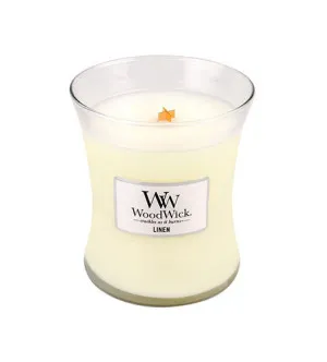 WoodWick Linen geurkaars met houten lont 275 g