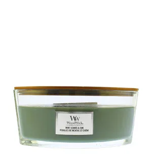 WoodWick Mint Leaves & Oak geurkaars met houten lont 453,6 g