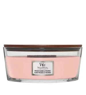 WoodWick Pressed Blooms & Patchouli geurkaars met houten lont 453,6 g
