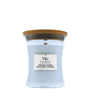 WoodWick Sagewood & Seagrass geurkaars met houten lont 275 g