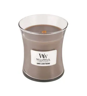 WoodWick Sand & Driftwood geurkaars met houten lont 275 g