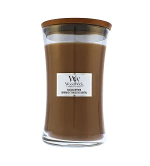 WoodWick Santal Myrrh geurkaars met houten lont 609 g