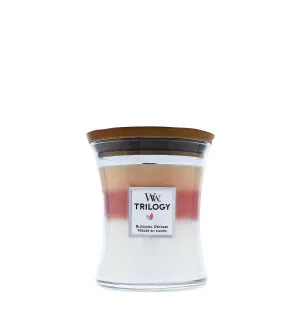 WoodWick Trilogy Blooming Orchard geurkaars met houten lont voor mannen